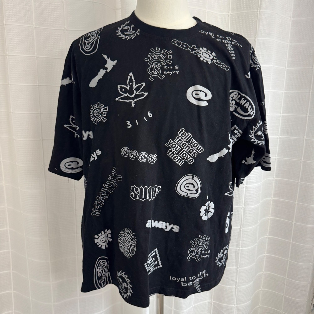 Always Do What You Should Do Black All Over Print Graphic T-Shirt Mens XL ADWYSD